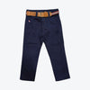 LSN Island Embroided Without Belt Back Bagde Navy Blue Cotton Pant 14122