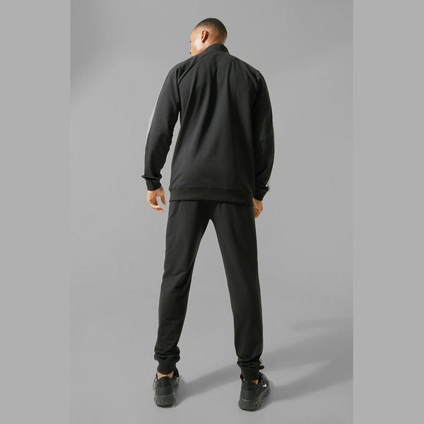 BM Block Black Terry Mock Neck Zipper 14267