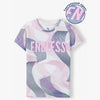 L&S Endless Blue & Pink Waves Off-White Sleveless T-Shirt 13981