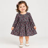 HM All Over Little Pink Flowers Black Full Sleeves Frock 12252