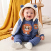 SHEN Lion Embroided Shirt & Trouser with Zipper Hoodie Cadet Blue 3 Piece Set 13988