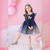 VKT Foil Stars Double Shade Bottom Navy Blue full Sleeves Frock 12991