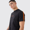 Bohoo Man Offical Print Contrast Shoulder Tape Black T-Shirt 12984