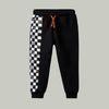 5.10.15 Black & White One Sided Box Check Black Fleece Trouser 12720