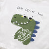 CN Wild Dino Print White T-Shirt & Green Shorts with Dino Toy 12976