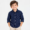 MNG Double White Blue Lines Navy Blue Casual Shirts 10799