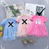 YJTX Frozen Elsa Print Mid Pink  Frock 13106