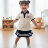 LE Tennis Club Polo With Elastic Waist Navy Blue Skirt 2 Piece set 15005