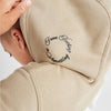 HR   Pigeon Print Back Embroieded Beige Fleece  Hoodie Tracksuit 14260
