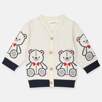 KK Bear Design Off White Cardigan 11951
