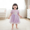 YJTX  Big Elsa Print Bow & Lace Style Purple Frock 13101