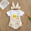 CN My Sun Shine Body Suit With Floral Shoulder Stripe Short & Head Band 3 Piece Set 11640