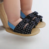 Magic Prewalker Polka Dots Bow Striped  Navy Blue Soft Bottom Sandal 11053