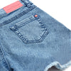 OM Heart Button Rough Bottom Ribbed Denim Girl Shorts 11260
