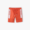 L&S Futu Aqua Print Pockets Orange Terry Shorts 11295