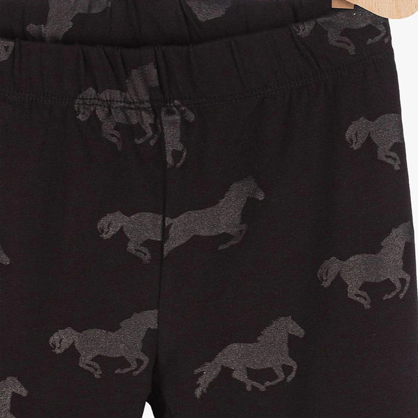 L&S All Over Horses Print Black Legging 14947