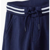 M&M Double White Stripe Belt Navy Blue Sleek Terry Trouser 12741