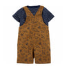 CRT Art Dinos Print Front Pocket Brown Cotton Dungaree 11551