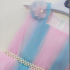 B.B Pearls Belt Pink With Blue Fancy Frock With Inner & Trouser 11615