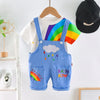 CN Rainbow Print Blue Dungaree With T-Shirt 2 Piece Set 11633
