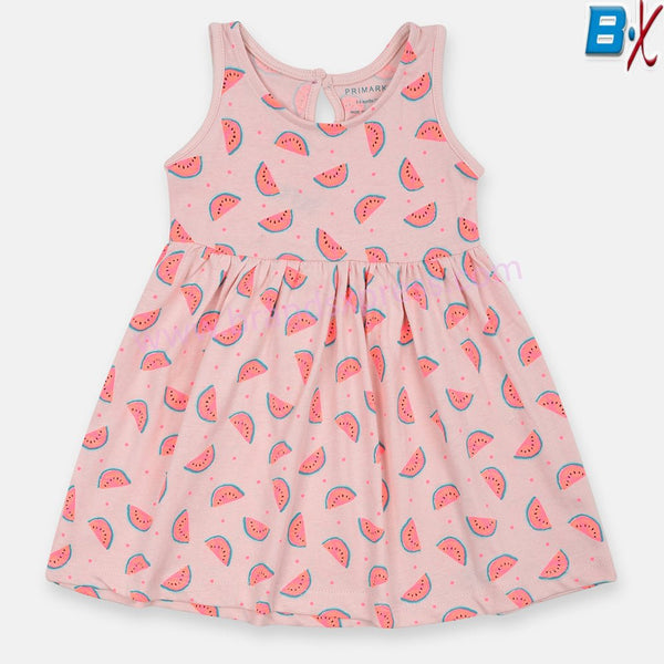 PMK Melon Print Light Pink Frock 11705