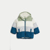 M Color Block Green With Blue Fur Warm Puffer Jacket 11877