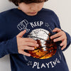 SY Sequin Keep Playing Full Sleeves Blue T-Shirt 11931