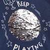 SY Sequin Keep Playing Full Sleeves Blue T-Shirt 11931