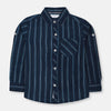 MNG Double White Blue Lines Navy Blue Casual Shirts 10799