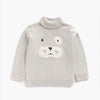 ZR Applic Dog Face High Neck Grey Sweater 12011