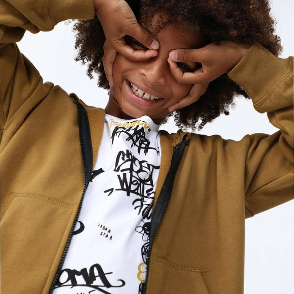 LFT Best Dude Badge Khaki Zipper Hoodie 12029