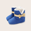VLSN Golden Dots Side Bow Fur Blue Long Shoes 12135