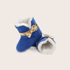 VLSN Golden Dots Side Bow Fur Blue Long Shoes 12135