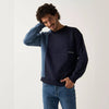 MX Losse Fit Contrast Sleeves Navy Blue Fleece Sweatshirt 12171