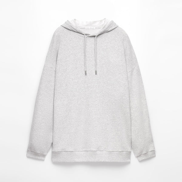 OS Textured Off White Fleece Hoodie 12176