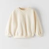 ZR Crew Neck Loose Style Fleece Cream Sweatshirt 12207