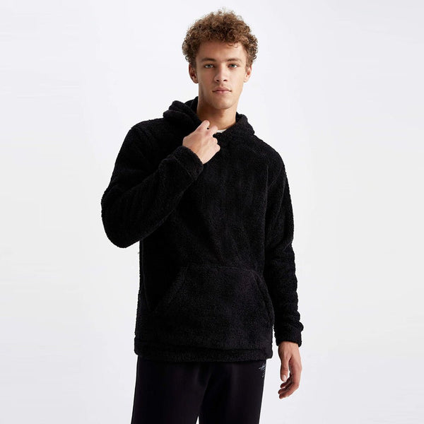 ZR Kangroo Pocket Black Furr Hoodie 12300