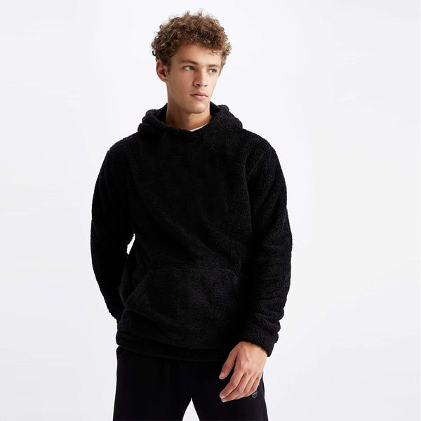 ZR Kangroo Pocket Black Furr Hoodie 12300