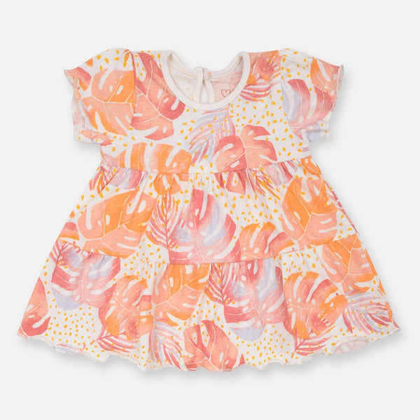 PMK Retro Big Leaves White Frock 11713