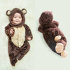 MKS Dark Brown Bear Style Quilted Fur Romper With Cap 12357