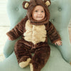 MKS Dark Brown Bear Style Quilted Fur Romper With Cap 12357