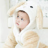MKS Off White Rabbit Style Quilted Fur Romper With Cap 12358
