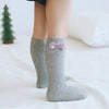BBW Polka Dots Bow Style Grey Long Socks 12534