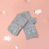CN Hidden Cat Face Covered Grey Rabbit Fur Warm Gloves 12541