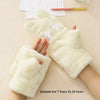CN Hidden Cat Face Covered White Rabbit Fur Warm Gloves 12542