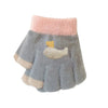 GGX Rabbit Wool Warm Extra Soft Whale Design Grey Gloves 12547