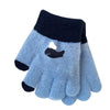 GGX Rabbit Wool Warm Extra Soft Whale Design Denim Blue Gloves 12549
