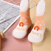 CN Daisy Flower White & Orange Silicon Bottom Socks Shoes 12561