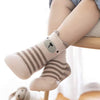 CN Brown Stripes Silicon Bottom Socks Shoes 12563