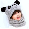 CN Panda Embroided Face Cover Warm Sherpa Grey Cap 12613